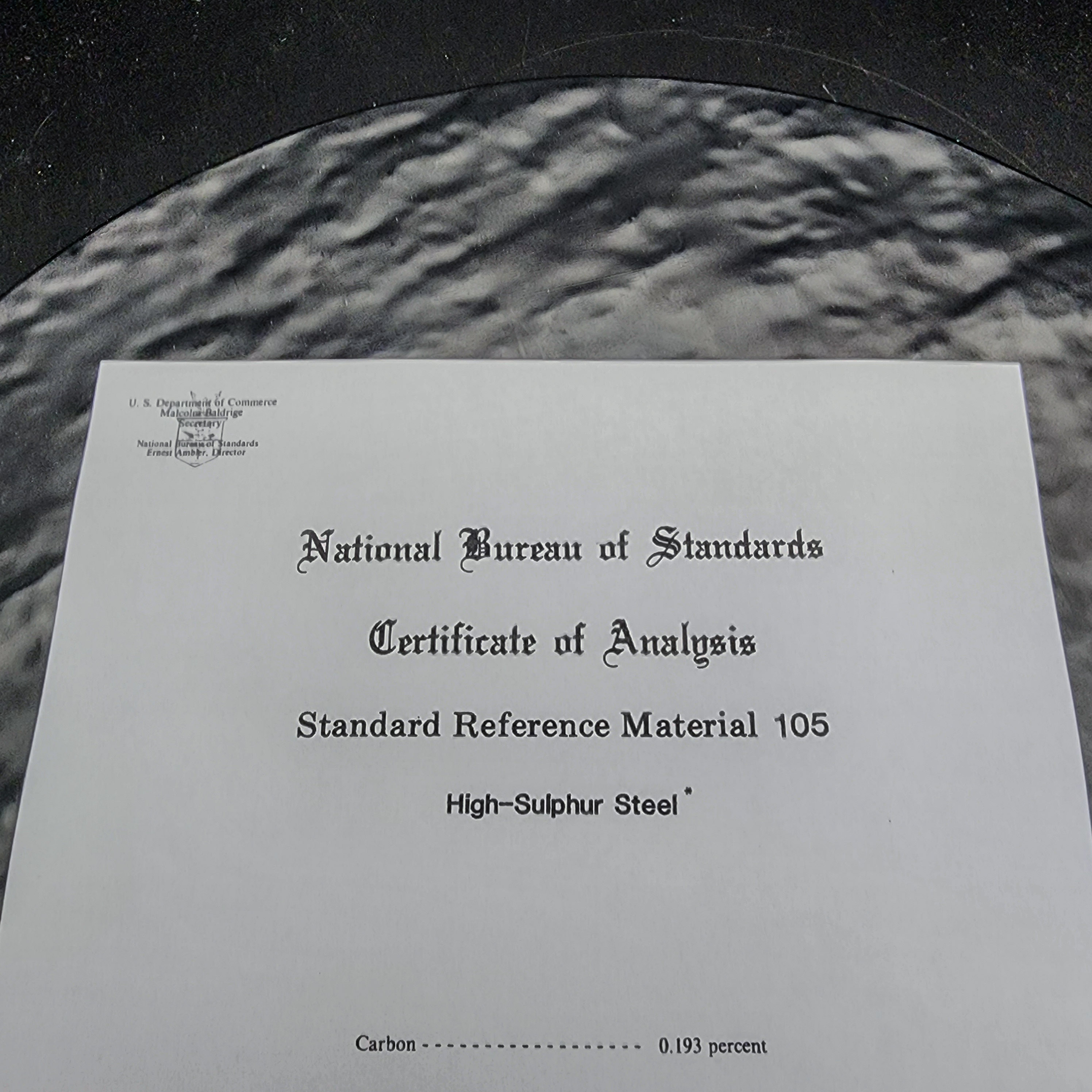 NBS/NIST Standard Reference Material 105LA High Sulfur Steel 0.2% 🔧 - Picture 7 of 8